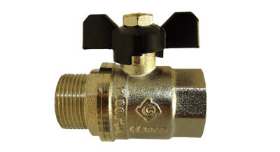 Nickel-Plated Brass Butterfly Valve 1" Bsp Male To Female1 In Bsp Threaded Tap Connector from B&Q