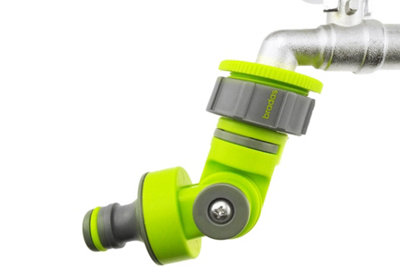 Lime Adjustable Hose Tap Fitting1" Bsp To 3/4" Bsp With Adjustable Angle And Click-Lock Quick Connect from B&Q