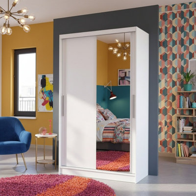 Costa Vi Wardrobe Modern Storage Cabinet With Shelves Hanging Rail Spacious Bedroom Furniture White from B&Q