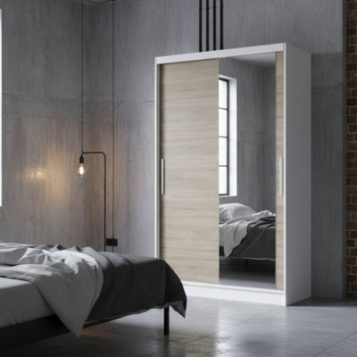 Costa Vi Wardrobe Modern Storage Cabinet With Shelves Hanging Rail Spacious Bedroom Furniture White Sonoma from B&Q