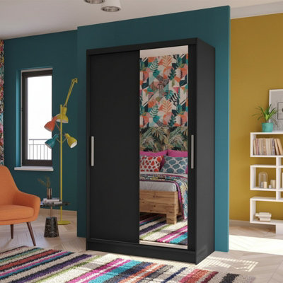 Costa Vi Wardrobe Modern Storage Cabinet With Shelves Hanging Rail Spacious Bedroom Furniture Black from B&Q