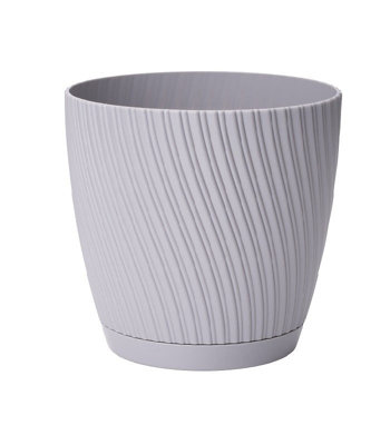 Platinum Mika Flower Pot With Saucer 170mm  Plastic Round Plant Pot from B&Q