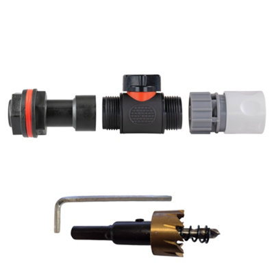 3/4Inch Bsp Water Butt Extension Set With In Line Valve Female Quick Connector And 27mm Hole Saw from B&Q