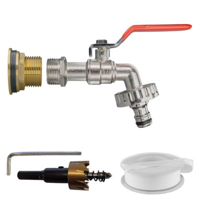 1Inch Bsp Brass Water Butt Kit With Snap On Lever Tap Ptfe Tape And 34mm Hss Hole Saw from B&Q