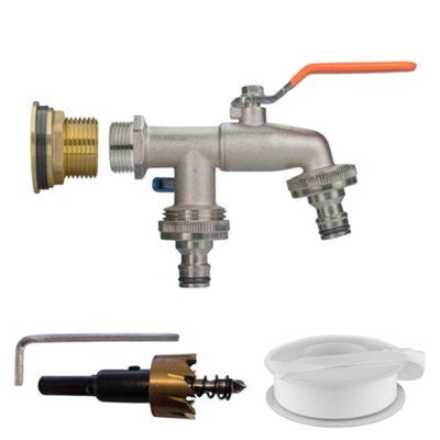 1Inch Bsp Brass Water Butt Installation Kit With Twin Quick Connect Tap And 34mm Drill Bit from B&Q