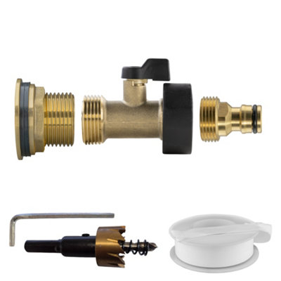 1Inch Shut Off Valve Quick Connect Tap And 34mm Drill Bit from B&Q