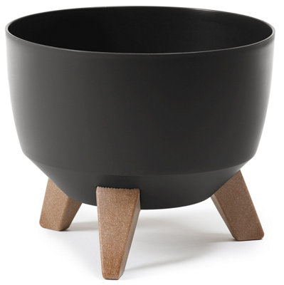 Roma Black Legged Planter Bowl With Inner Insert And Drainage Plug 290mm  Medium from B&Q