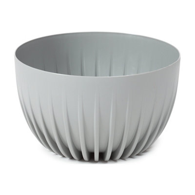 Mira Gray Bowl Planter With Insert And Drainage Plug  240mm Plastic Round Medium Planter from B&Q