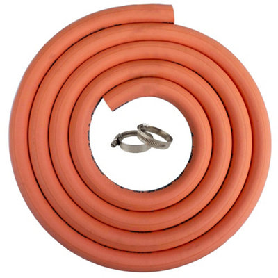 8mm Orange Reinforced Rubber Gas Hose 50M Kit With 2 Clamps En16436 Compliant from B&Q
