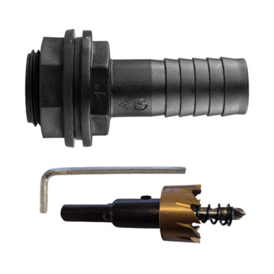 1Inch Barb Outlet  Includes 34mm Hss Drill Bit from B&Q