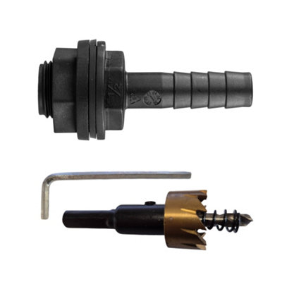1/2Inch Barb Outlet  Includes 21mm Hss Hole Saw Drill Bit from B&Q