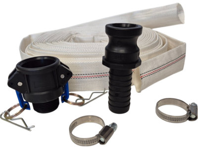 30M Lay Flat Hose 2" Kit J  Fold Flat Water Hose Camlock B & E 8 Bar Working Pressure 24 Bar Burst from B&Q