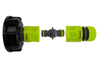 Ibc  Bspf Threaded Hose Adaptor Dual Male Connector And Lime Hose Fitting from B&Q