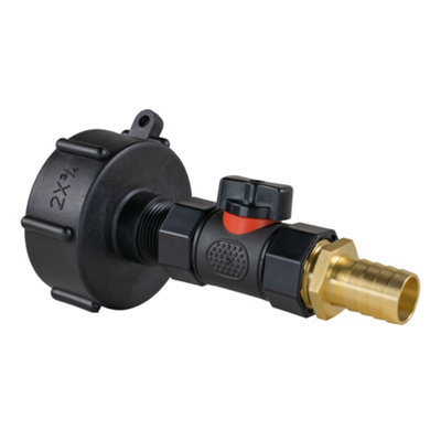 Ibc Bsp Tank Connector Kit With Integrated Valve And 19mm Brass Hose Tail from B&Q