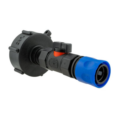 Ibc Bsp Tank Connector Kit With Built In Valve And Quick Connect Hose Tail  Blue from B&Q