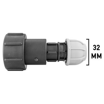Ibc  Bsp Female Extended Adapter With 32mm Mdpe Straight Connector  Set from B&Q