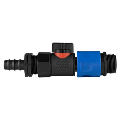 16mm Barbed Irrigation Joiner With 3/4" Bspf Quick-Connect Valve And 3/4" Bspm Hose Adapter from B&Q