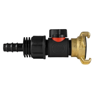 16mm Bsp In Line Soft Touch Valve And Brass Geka Style Coupling from B&Q