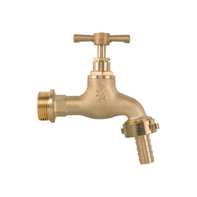 Brass Garden Bib Tap3/4" Bsp Male Inlet3/4" Bsp Outlet With 1/2" Hose BarbSolid Brass Outdoor Tap from B&Q