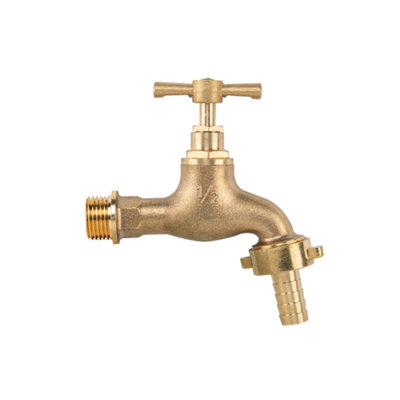 Brass Garden Bib Tap1/2" Bsp Male Inlet3/4" Bsp Outlet With 1/2" Hose BarbBrass Outdoor Tap from B&Q