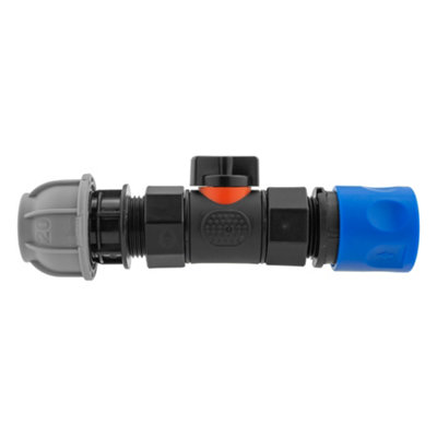Blue Bsp Female With In Line Soft Touch Valve And 20mm Mdpe Straight Fitting from B&Q