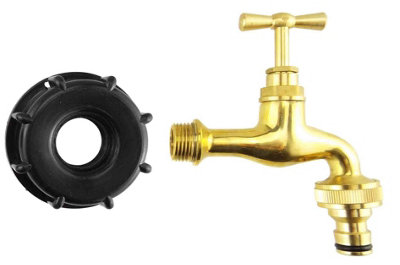 Ibc S60X6 Cap 1/2" Bsp Female With Brass Garden Tap Quick Connect from B&Q
