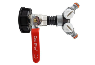 Ibc 2" S60X6 Lid With 2" Bspf End CapNickel-Plated Lever Tap And Dual Hose Splitter Wl from B&Q