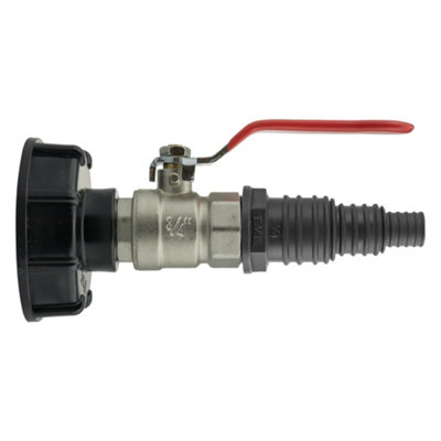  - Ibc 2" S60X6 End Cap Kit With Brass Lever Valve And Multi-Size Pond Barb Connector (13/20/25mm)