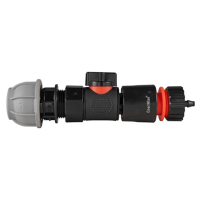 20mm Mdpe Straight Joiner With 3/4" Bspm3/4" Bspf Quick-Connect Valve And 4mm Barb Hose Connector Kit from B&Q