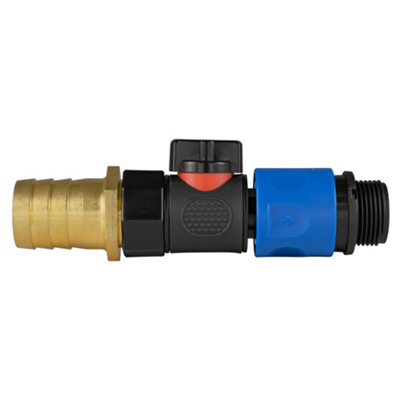 25mm Brass Barb Joiner With 3/4" Bspf Quick-Connect Valve And 3/4" Bspm Hose Connector Set from B&Q