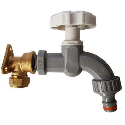 15mm Bspm Grey Rotary Quick Connect Tap Includes Brass Wall Mount And Dial Tap from B&Q