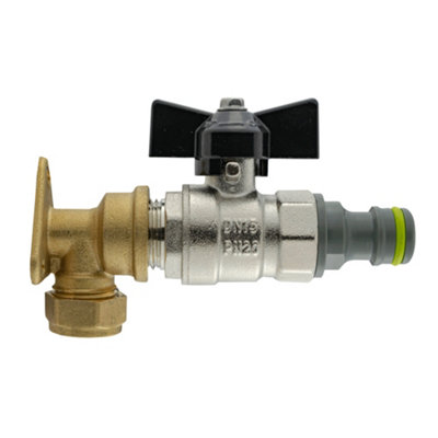15mm Bsp Nickel Plated Butterfly Bib Valve And Click Lock Tap Connector from B&Q