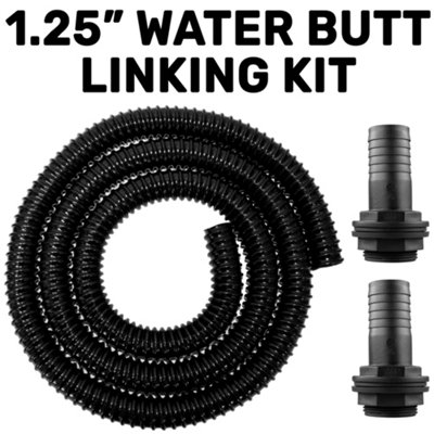 1.25Inch Water Butt Connector 4M Kit With Corrugated Hose 2 Bsp Hose Barbs And Nuts from B&Q