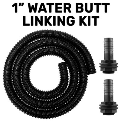 1Inch Water Butt Connector Kit  Corrugated Pvc 2M Hose With 2 Bsp Straight Barb Fittings And Nuts & Washers from B&Q