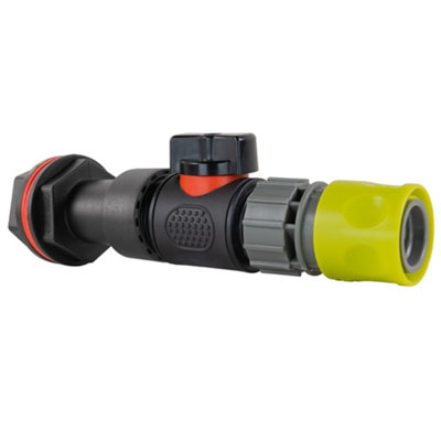 3/4Inch Bsp Water Butt Extension Set With 50mm Projection In Line Soft Touch Valve And Lime Quick Connect Female Fitting from B&Q