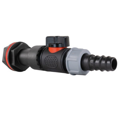 3/4Inch Bsp Water Butt Extension Set With In Line Soft Touch Valve And 20mm Barbed Joiner 50mm Extension from B&Q