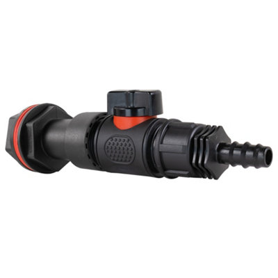 3/4Inch Bsp Water Butt Extension Kit With In Line Soft Touch Valve And 16mm Barbed Joiner 50mm Projection from B&Q