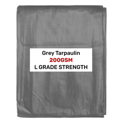 L Grade Heavy Duty Grey Tarpaulin 2M X 4M 200Gsm With 12mm Eyelets from B&Q