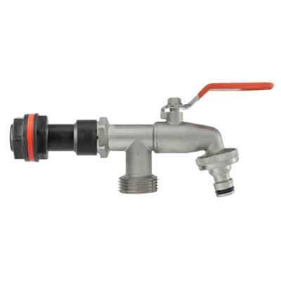 3/4Inch Bsp Water Butt Extension Set With 50mm Extension And Dual Outlet Brass Tap from B&Q