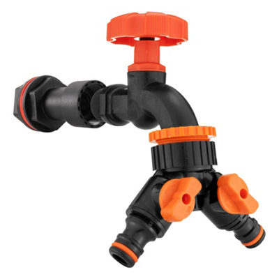 1/2" Bsp Water Butt Extension Kit50mm ExtensionBlack Dial TapDual Outlet Click-Lock Splitter from B&Q