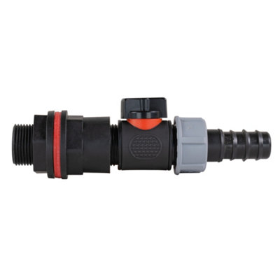 3/4Inch Water Butt Kit With In Line Soft Touch Valve And 20mm Barbed Joiner from B&Q