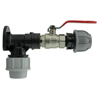 25mm Mdpe Wall Flange Kit With Brass Nickel Plated Lever Valve And 25mm Straight Joiner from B&Q