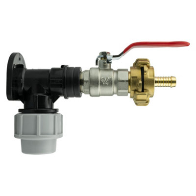 25mm Mdpe Wall Flange Set With Brass Nickel Plated Lever Valve And 13mm Barbed Geka Connectors from B&Q