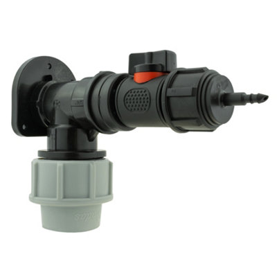  - 25mm Mdpe Wall Flange With Hcv 3/4 Inch Bspm To Bspm And 3/4 Inch Bspf 4mm