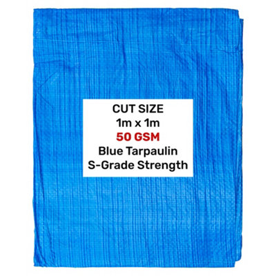 S Grade Blue Tarpaulin 1M X 1M  Lightweight 50Gsm Reinforced Hems 12mm Eyelets from B&Q