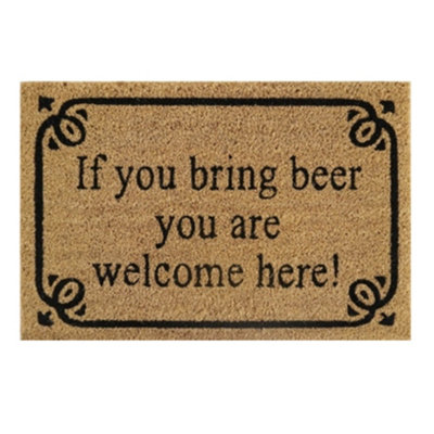60Cm X 40Cm Coir Doormat With Rubber Backing Rustic Brown Welcome Mat With Printed Message from B&Q