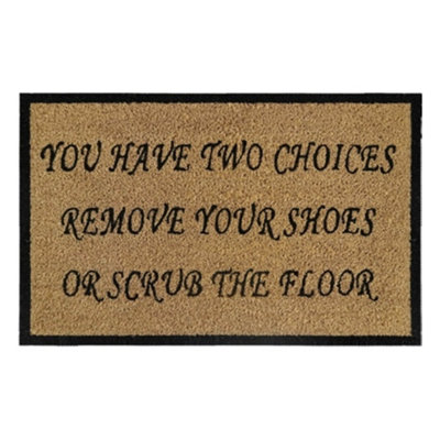 60Cm X 40Cm Coir Doormat With Humorous Welcome Message Rubber Backing Brown Rustic Style from B&Q
