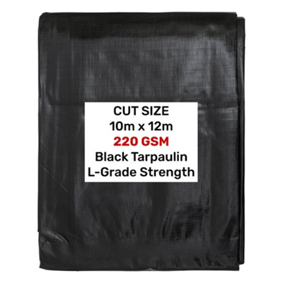 L Grade Black/silver Tarpaulin 10M X 12M 220Gsm  Reinforced Hems 12mm Grommets from B&Q
