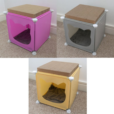 Small-Sized Kitty Cubby Play House30Cm Cube Cat Playhouse With Scratcher And Blanket from B&Q