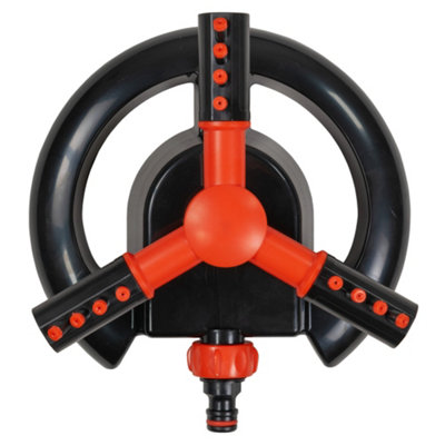 Rotating Lawn Sprinkler With 3 Adjustable Arms Black/orange 85 M² Coverage Quick Connect Male Fitting from B&Q